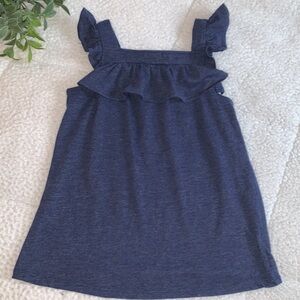 Cat & Jack Navy Blue Ruffle Tank Top EUC 6 6X